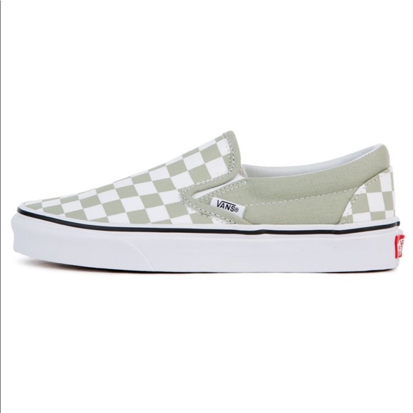 olive green checkered vans